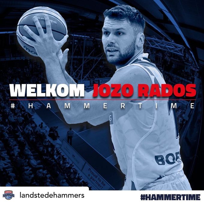 10.02.2020 - Jozo Rados ist ab sofort Niederlande-Legionär. Der HNT Center hat sich Meister und Supercup-Gewinner Landstede Hammers in Zwolle angeschlossen. Wir wünschen viel Erfolg (c) Landstede Hammers #hammertime #basketballrotweissrot